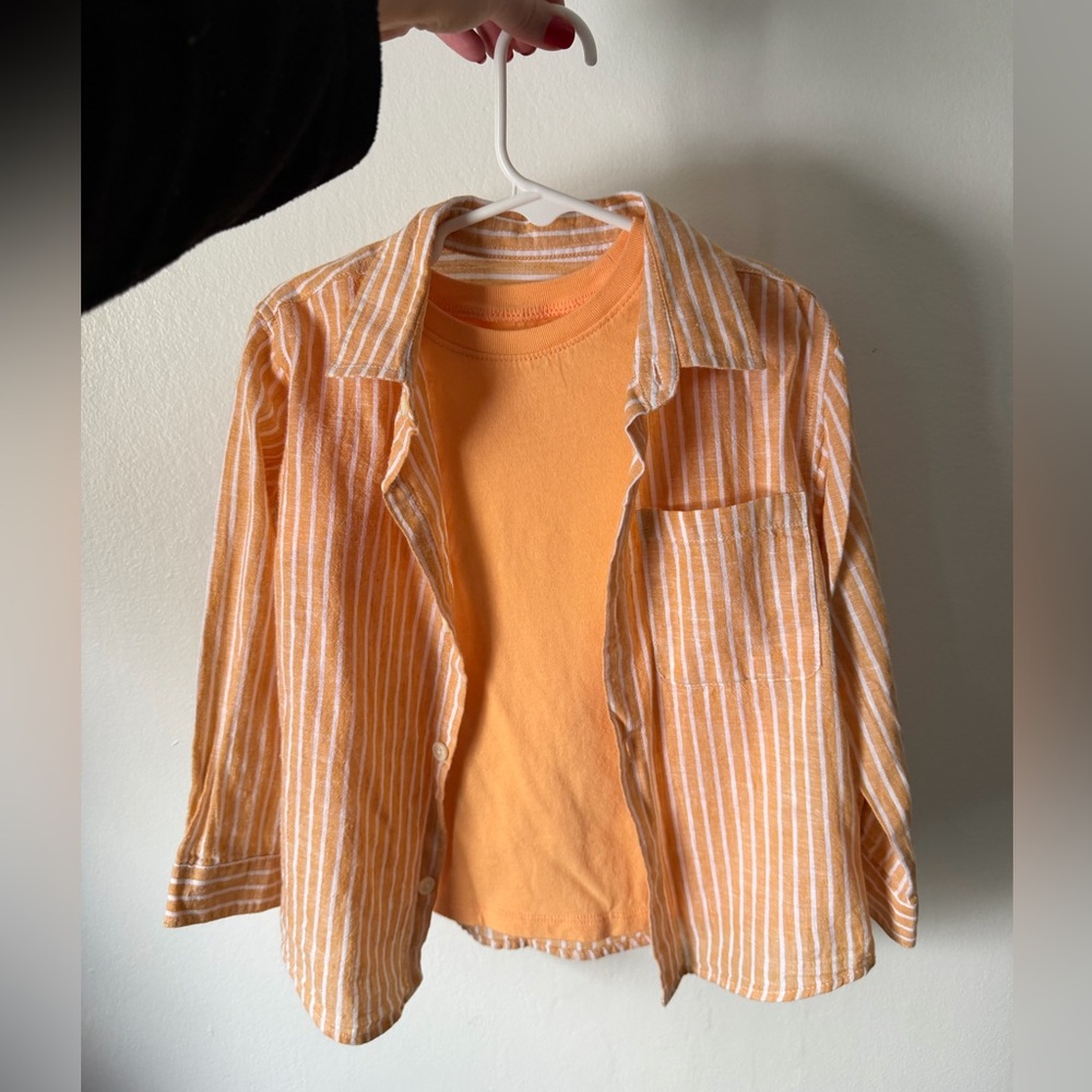 Old Navy Orange and White Striped Shirt Set